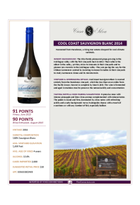 Cool Coast Sauvignon Blanc 2014 Product Sheet
