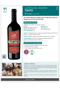 Tinto Red Blend 2023 Product Sheet