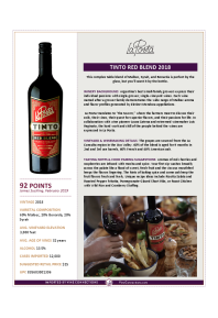Tinto Red Blend 2018 Product Sheet