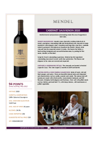 Cabernet Sauvignon 2020 Product Sheet