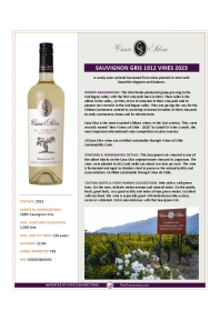Sauvignon Gris 1912 Vines 2023 Product Sheet