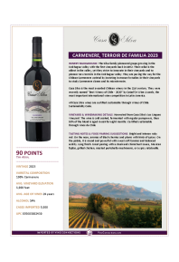 Carmenere, Terroir De Familia 2023 Product Sheet